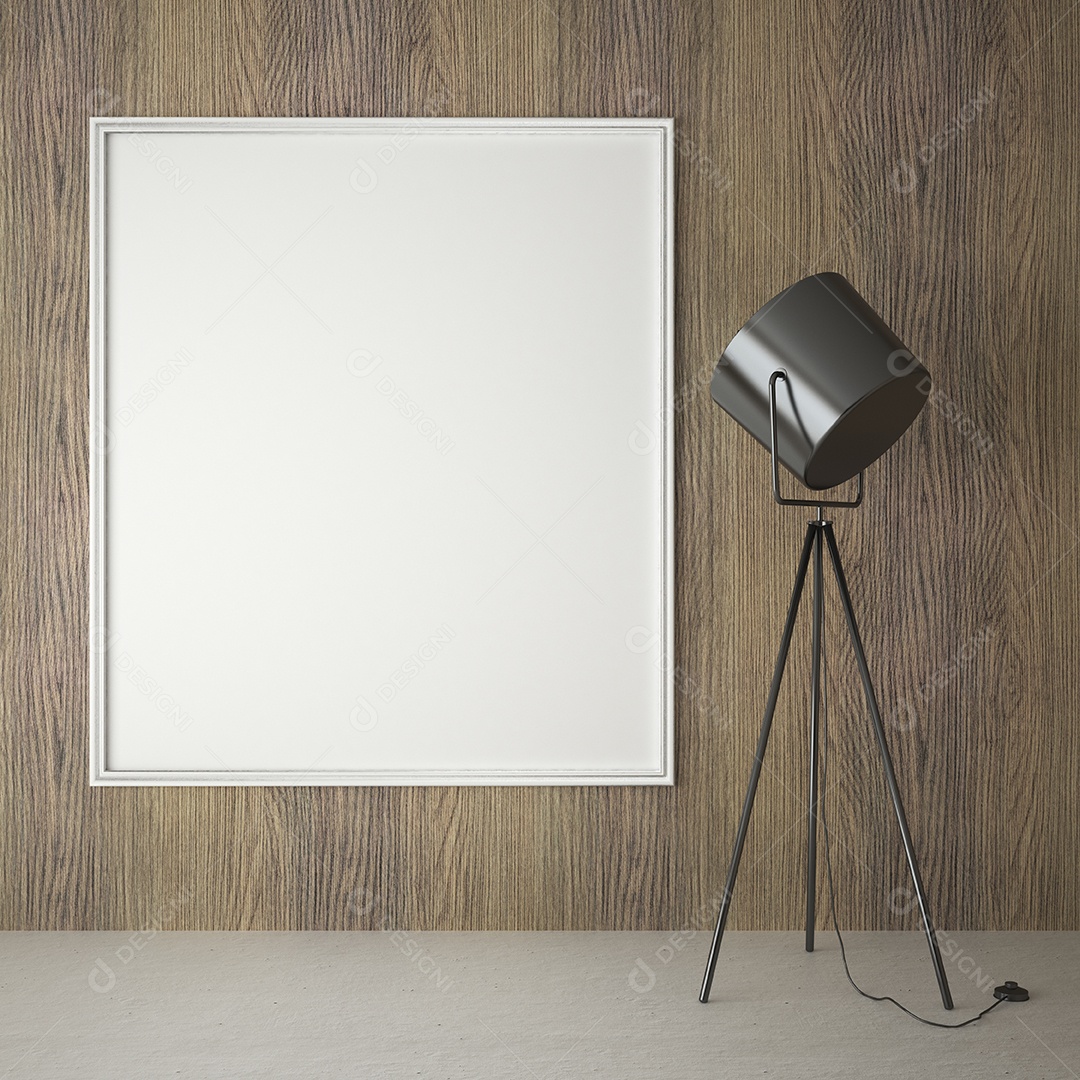 Moldura de foto de maquete de ilustração 3D na bela parede na sala da galeria ou no salão do lugar de luxo, decorada com ornamento de conceito, renderização