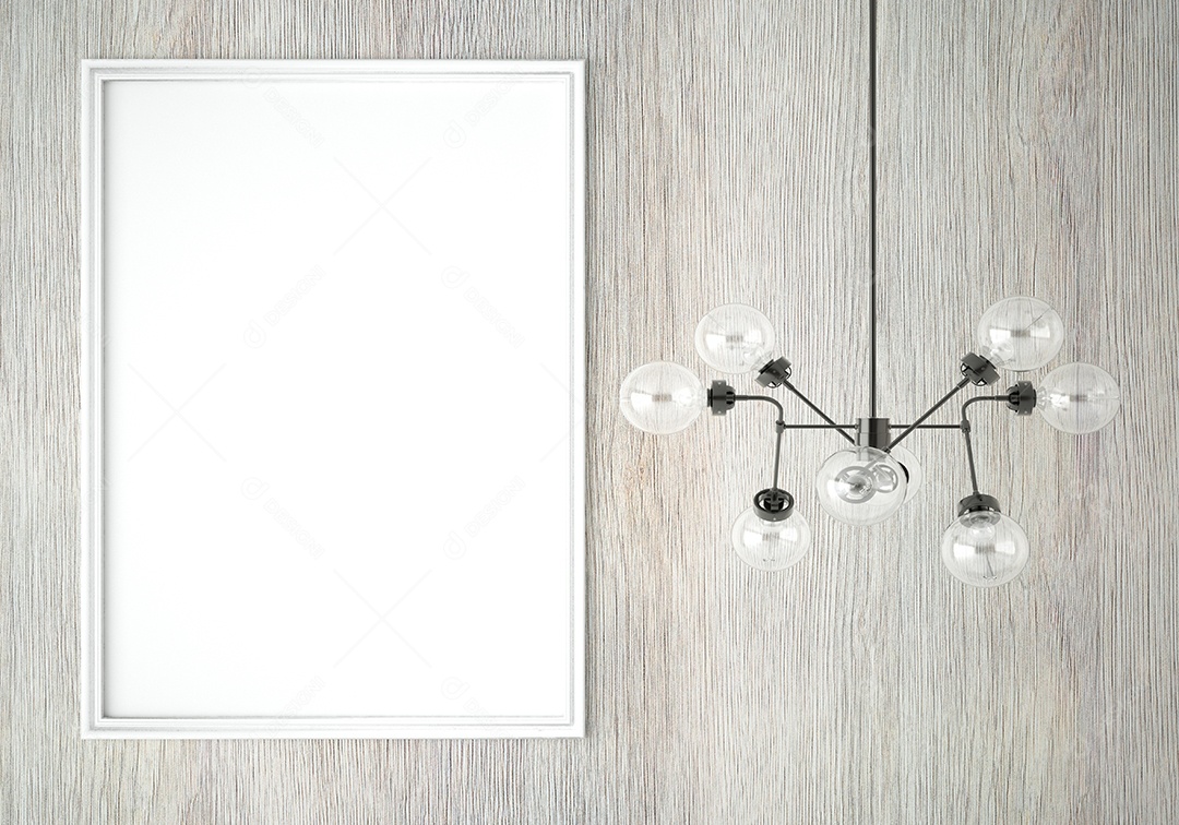 Moldura de foto de maquete de ilustração 3D na bela parede na sala da galeria ou no salão do lugar de luxo, decorada com ornamento de conceito, renderização