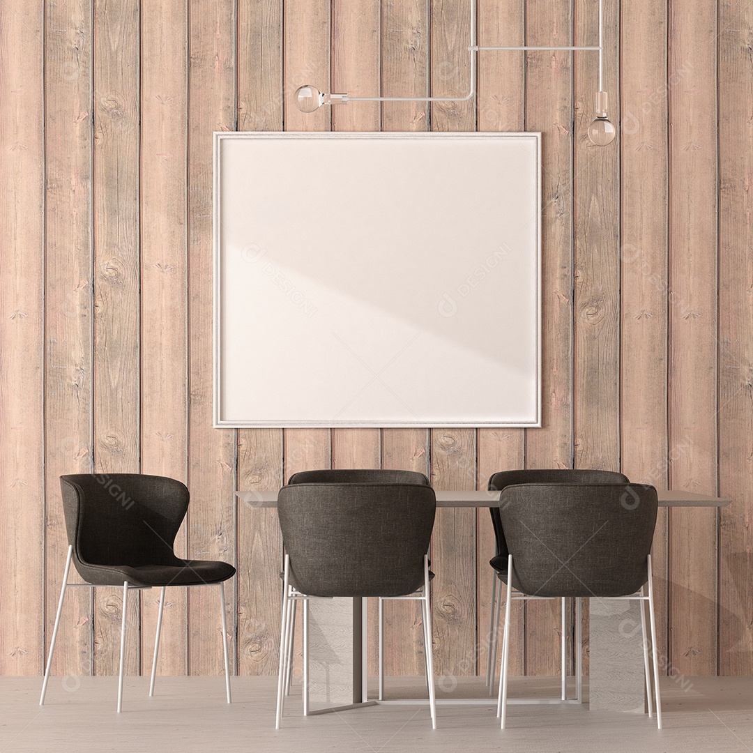 Moldura de foto de maquete de ilustração 3D na bela parede na sala da galeria ou no salão do lugar de luxo, decorada com ornamento de conceito, renderização