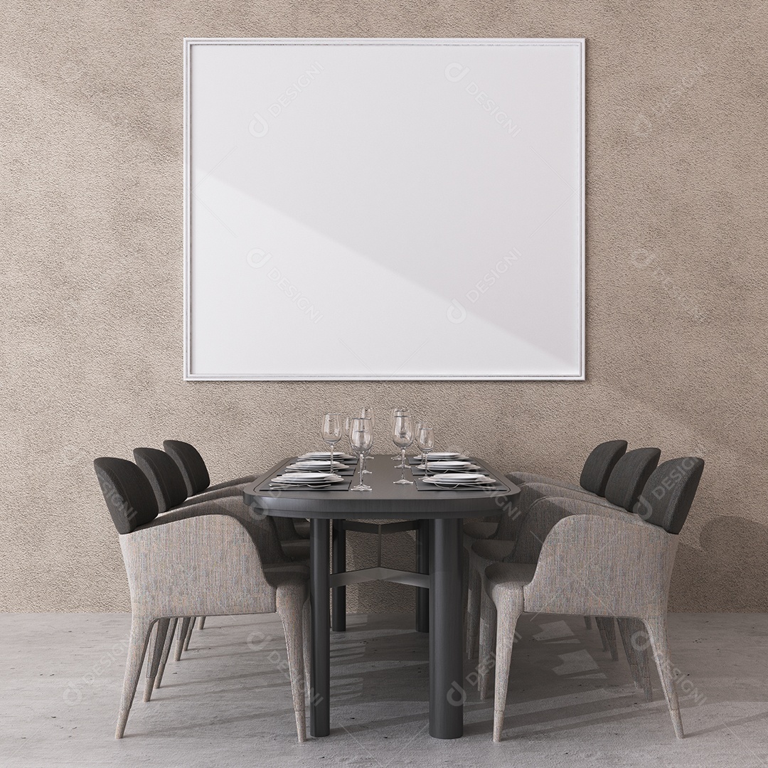 Moldura de foto de maquete de ilustração 3D na bela parede na sala da galeria ou no salão do lugar de luxo, decorada com ornamento de conceito, renderização