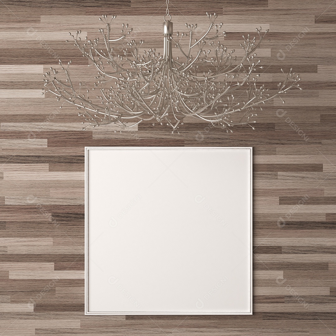 Moldura de foto de maquete de ilustração 3D na bela parede na sala da galeria ou no salão do lugar de luxo, decorada com ornamento de conceito, renderização