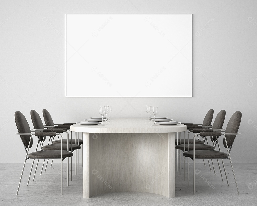 Molduras para fotos de maquete de ilustração 3D na parede branca sobre armário verde com vaso de plantas, luz pendurada no teto