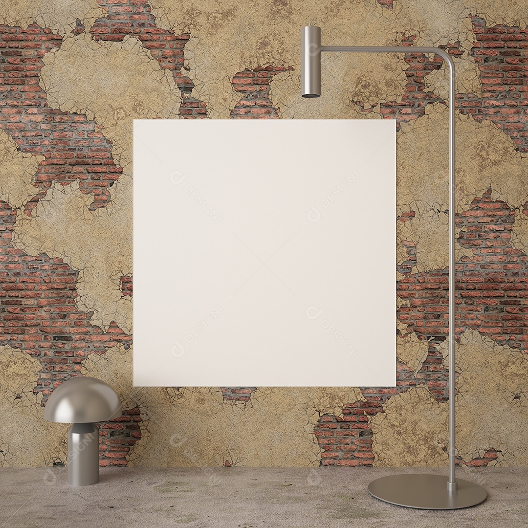 Moldura de foto de maquete de ilustração 3D na bela parede na sala da galeria ou no salão do lugar de luxo, decorada com ornamento de conceito, renderização