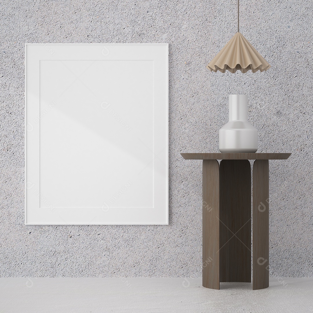 Moldura de foto de maquete de ilustração 3D na bela parede na sala da galeria ou no salão do lugar de luxo, decorada com ornamento de conceito, renderização