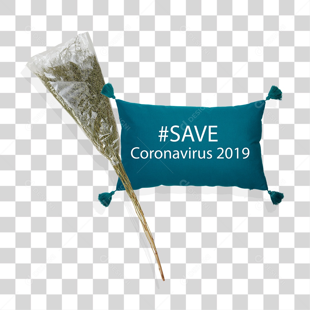 Bûque de Planta Desidratada e Amofada Save Covid PNG Transparente