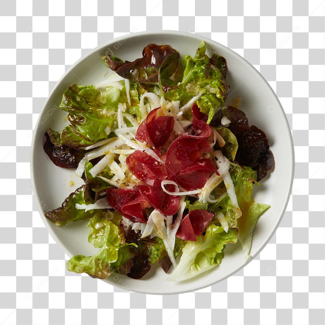 Prato De Verduras e Salame PNG Transparente