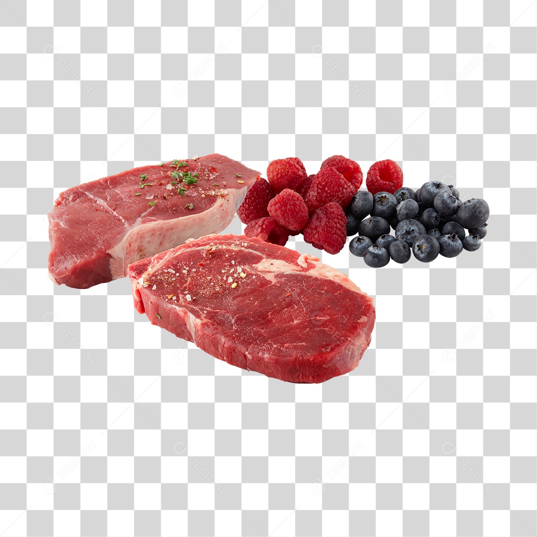 Carnes e Fruta Vermelha PNG Transparente
