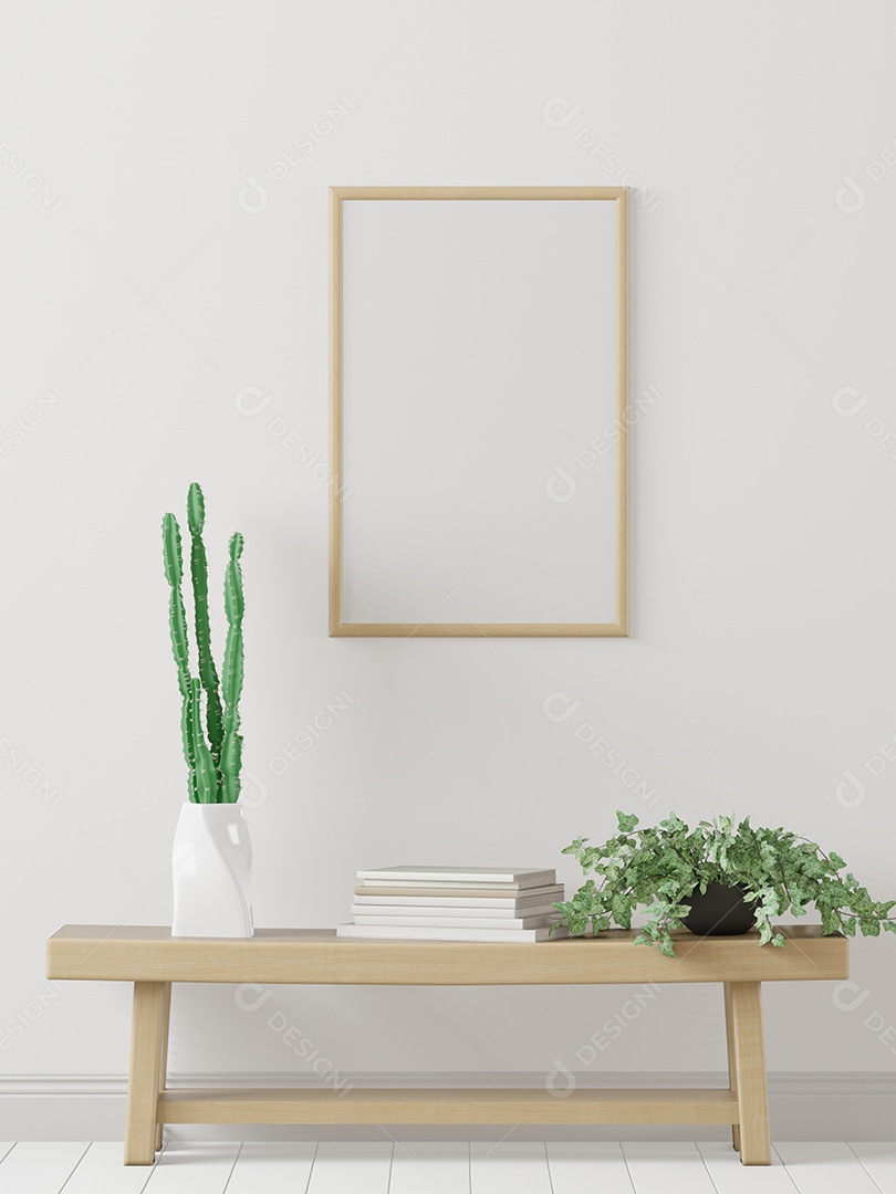 Molduras para fotos de maquete de ilustração 3D na bela parede no salão da galeria ou no saguão do edifício de luxo, decorado com interior de estilo