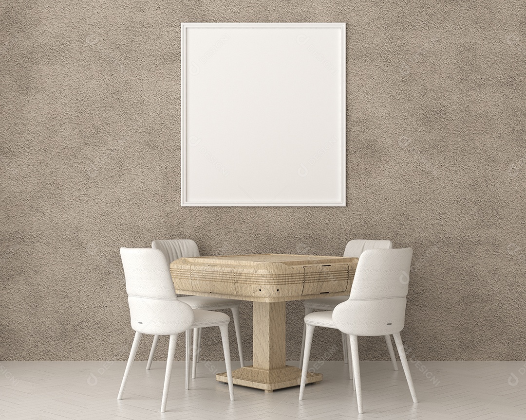 Molduras para fotos de maquete 3D no interior moderno da sala de jantar