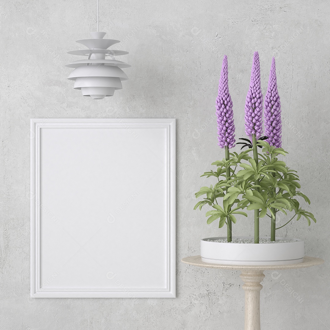 Moldura de foto de maquete de ilustração 3D na bela parede na sala da galeria ou no salão do lugar de luxo, decorada com ornamento