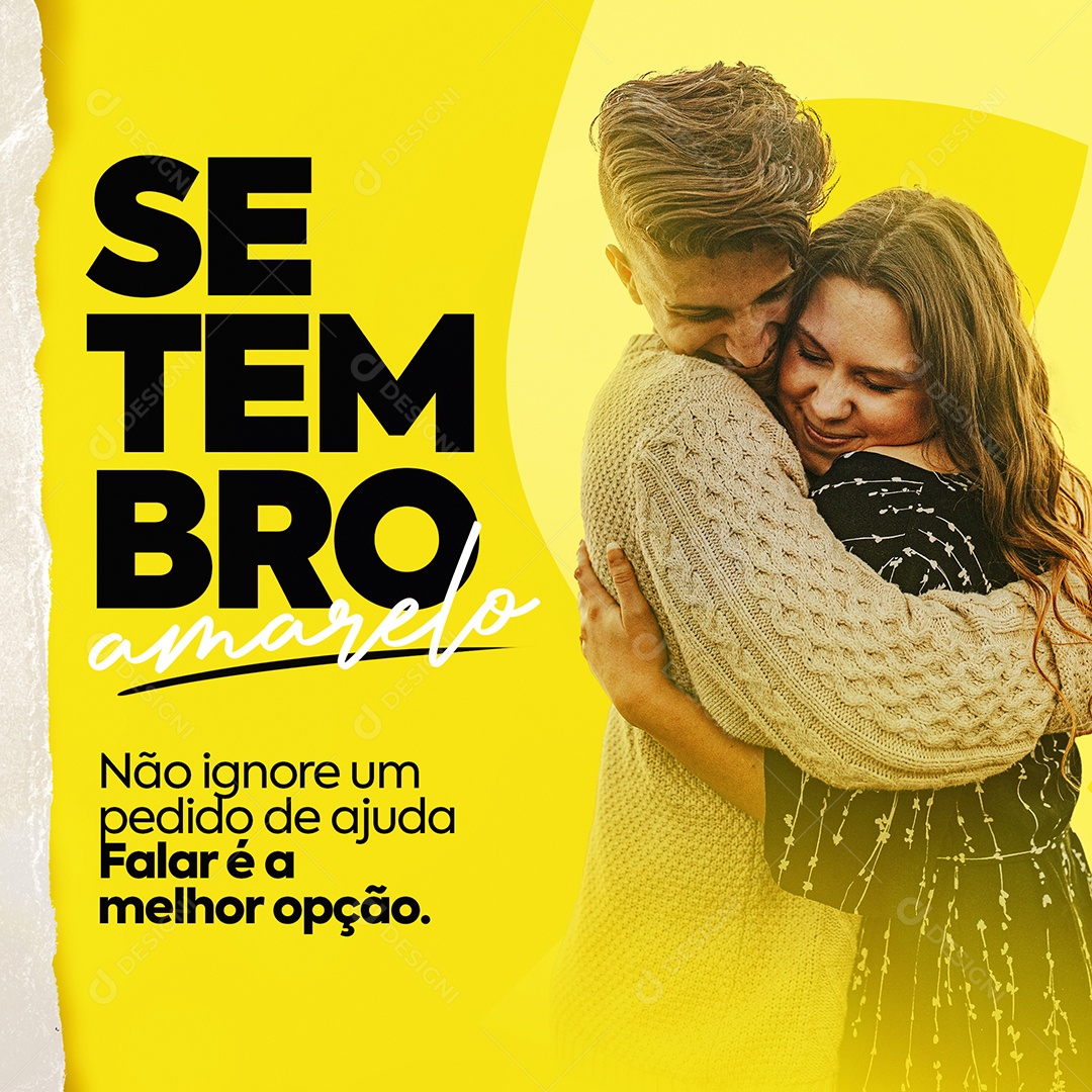 Não ignore um pedido de ajuda falar é a melhor opção Setembro Amarelo Social Media PSD Editável