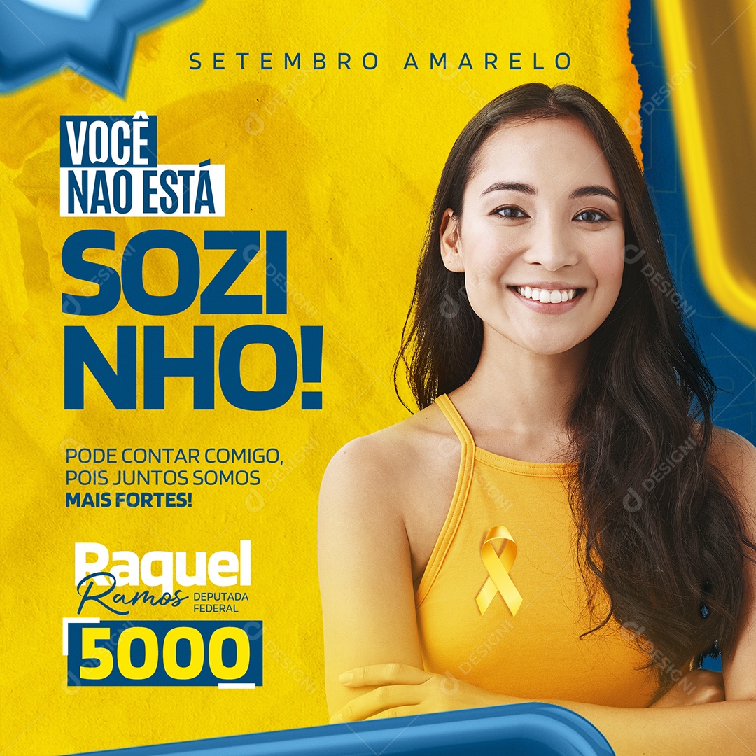 Você não está sozinho Setembro Amarelo Política Social Media PSD Editável