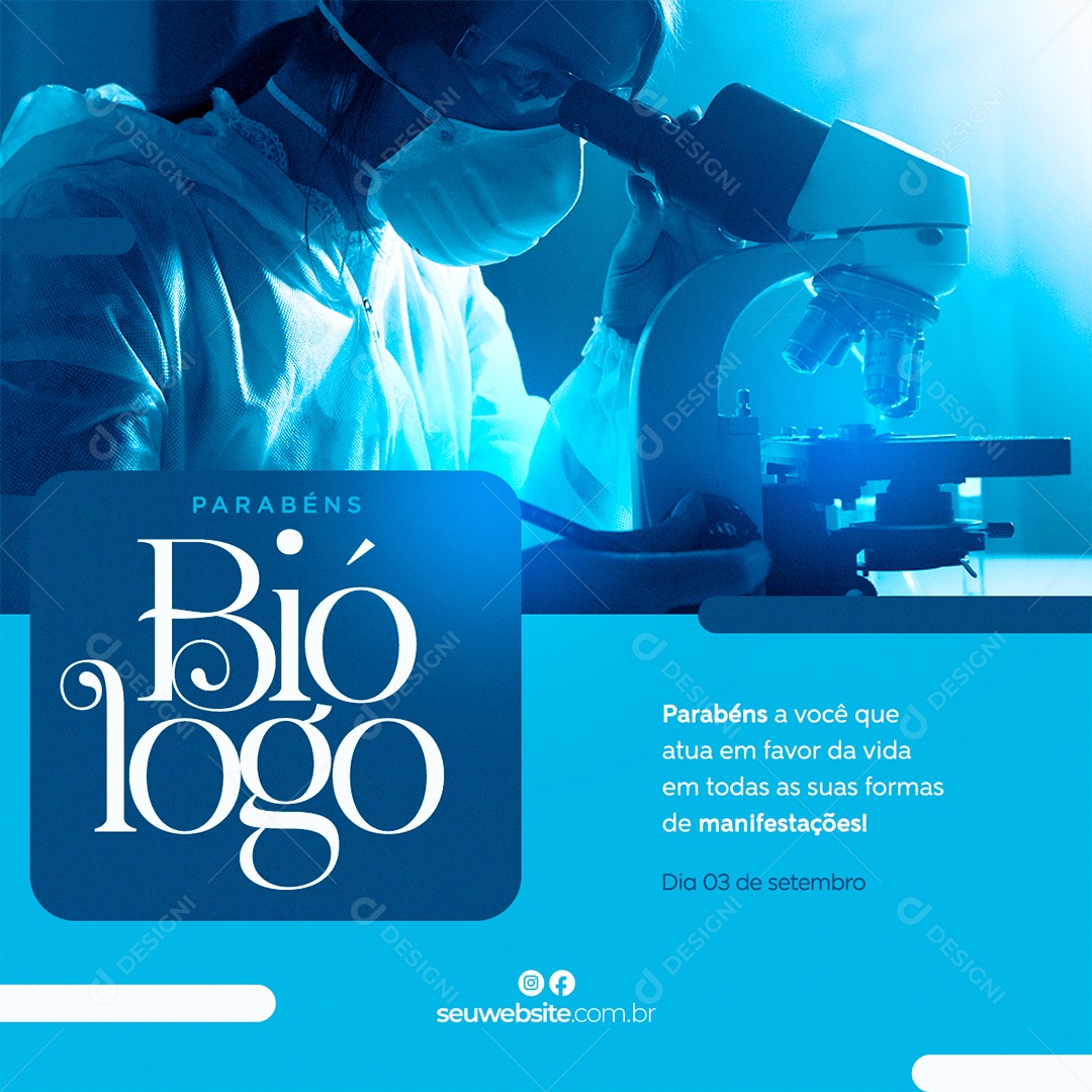 Parabéns a você que atua em favor da vida Dia Do Biólogo Social Media PSD Editável