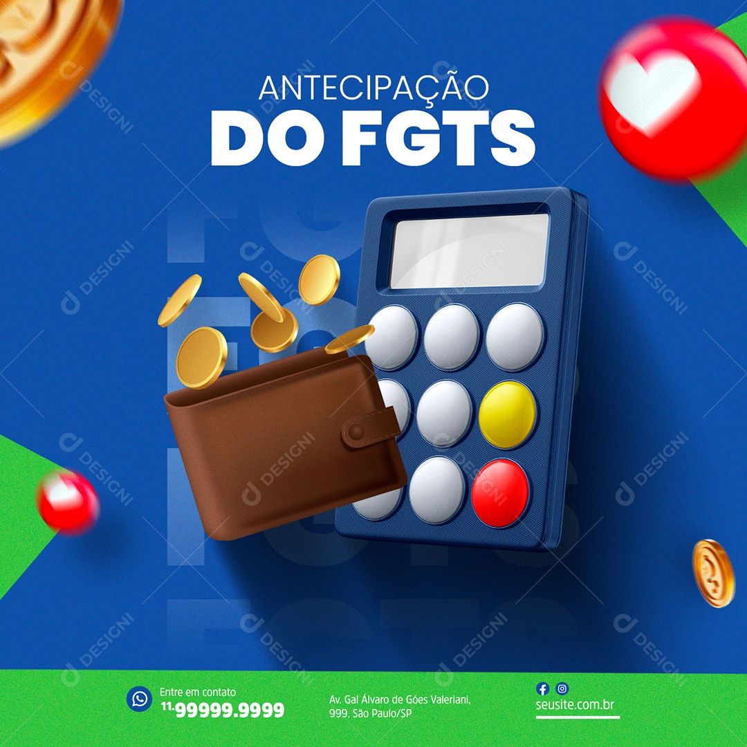 Antecipação do FGTS Empréstimo Social Media PSD Editável