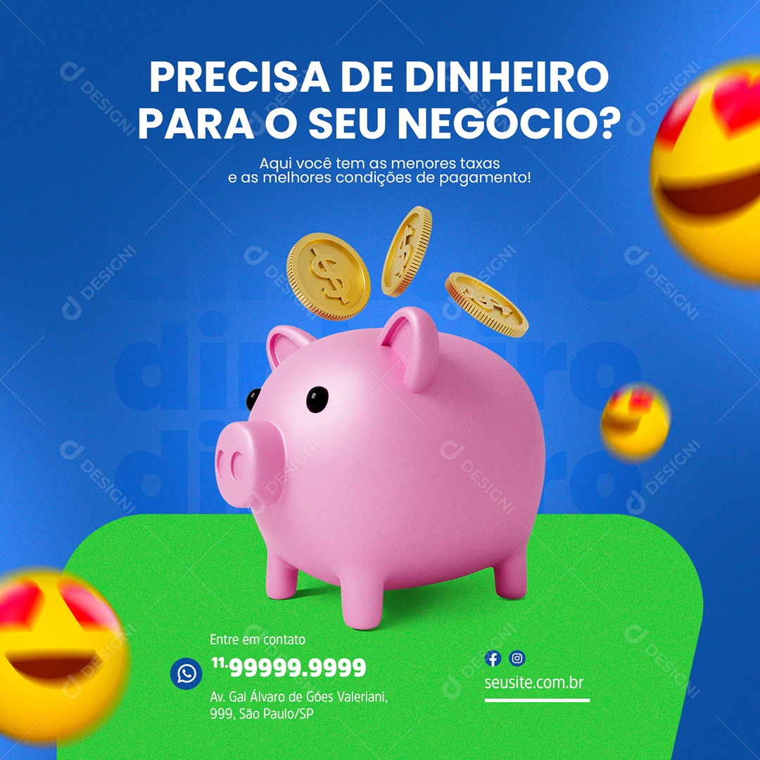 Precisa de Dinheiro para o seu Negócio Empréstimo Social Media PSD Editável