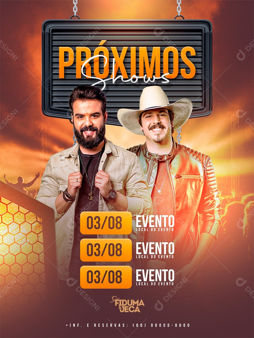 Próximos Shows Fiduma e Jeca Flyer Social Media PSD Editável