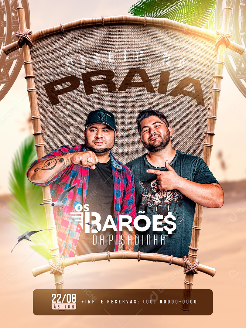 Piseir na Praia Barões da Pisadinha Flyer Social Media PSD Editável