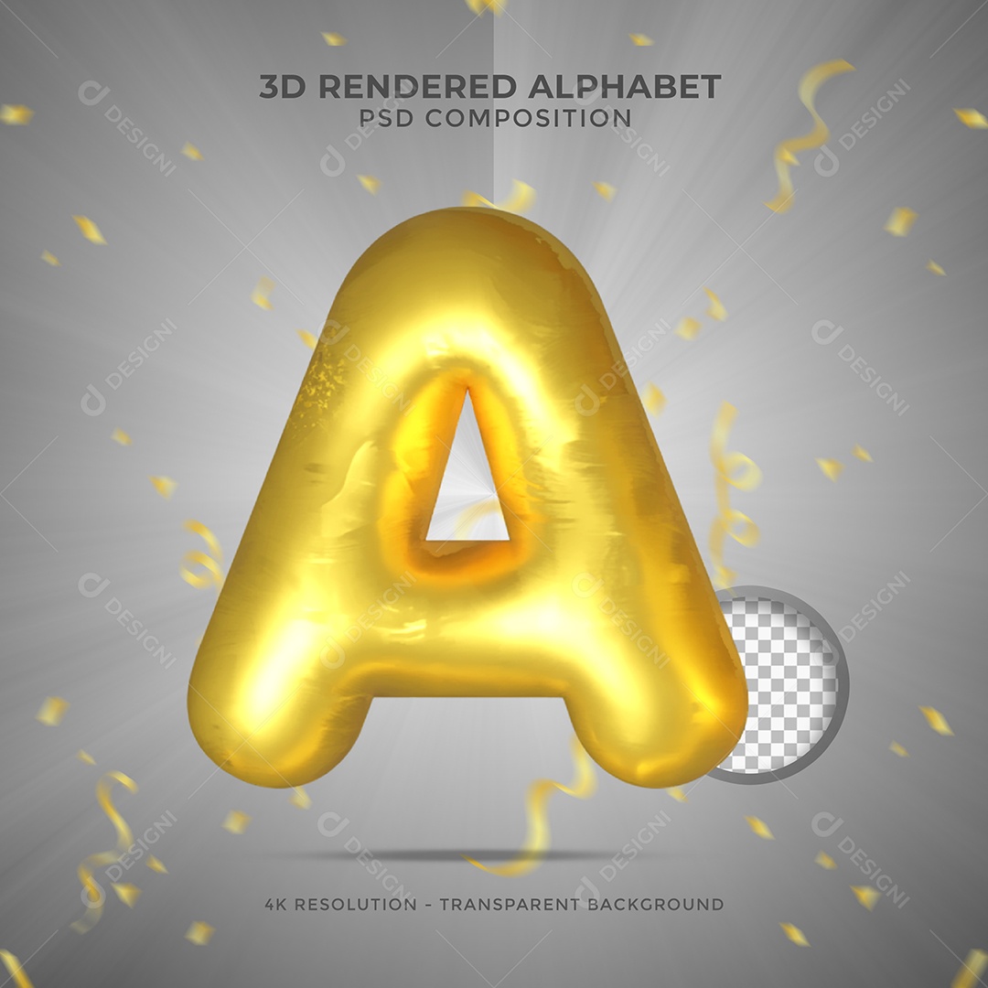 Letra B Maiúscula Dourada Ilustração 3D PSD