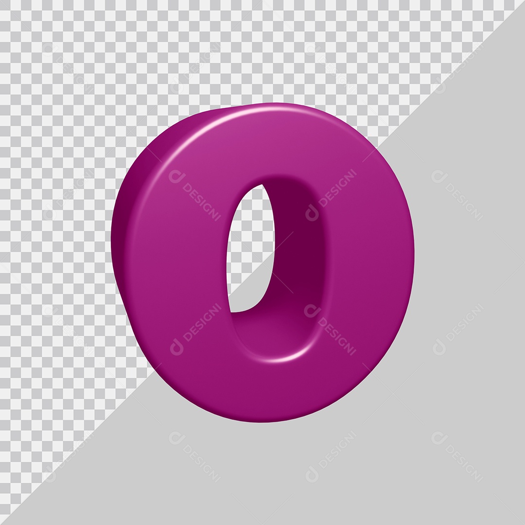 Número 3D 0 Roxo Para composição PSD