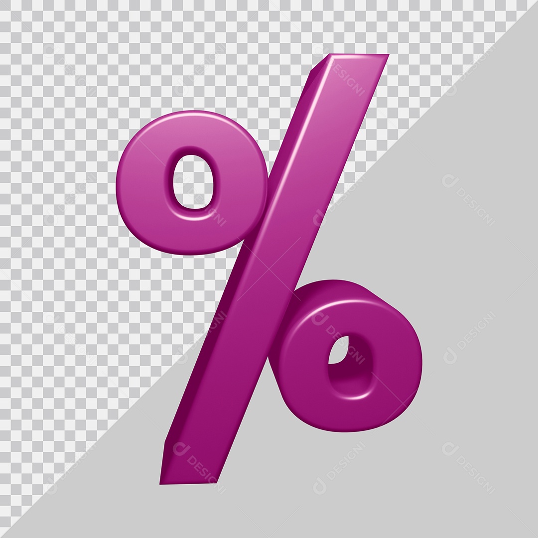 Símbolo de Porcentagem 3D Roxo Para Composição PSD