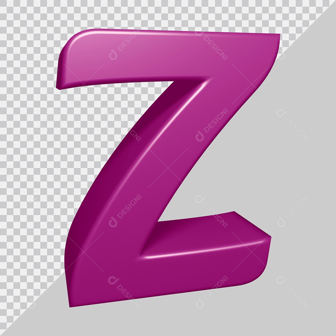 Letra Z Maiúscula Roxo Ilustração 3D PSD