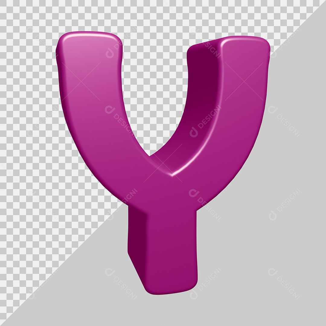 Letra Y Maiúscula Roxo Ilustração 3D PSD