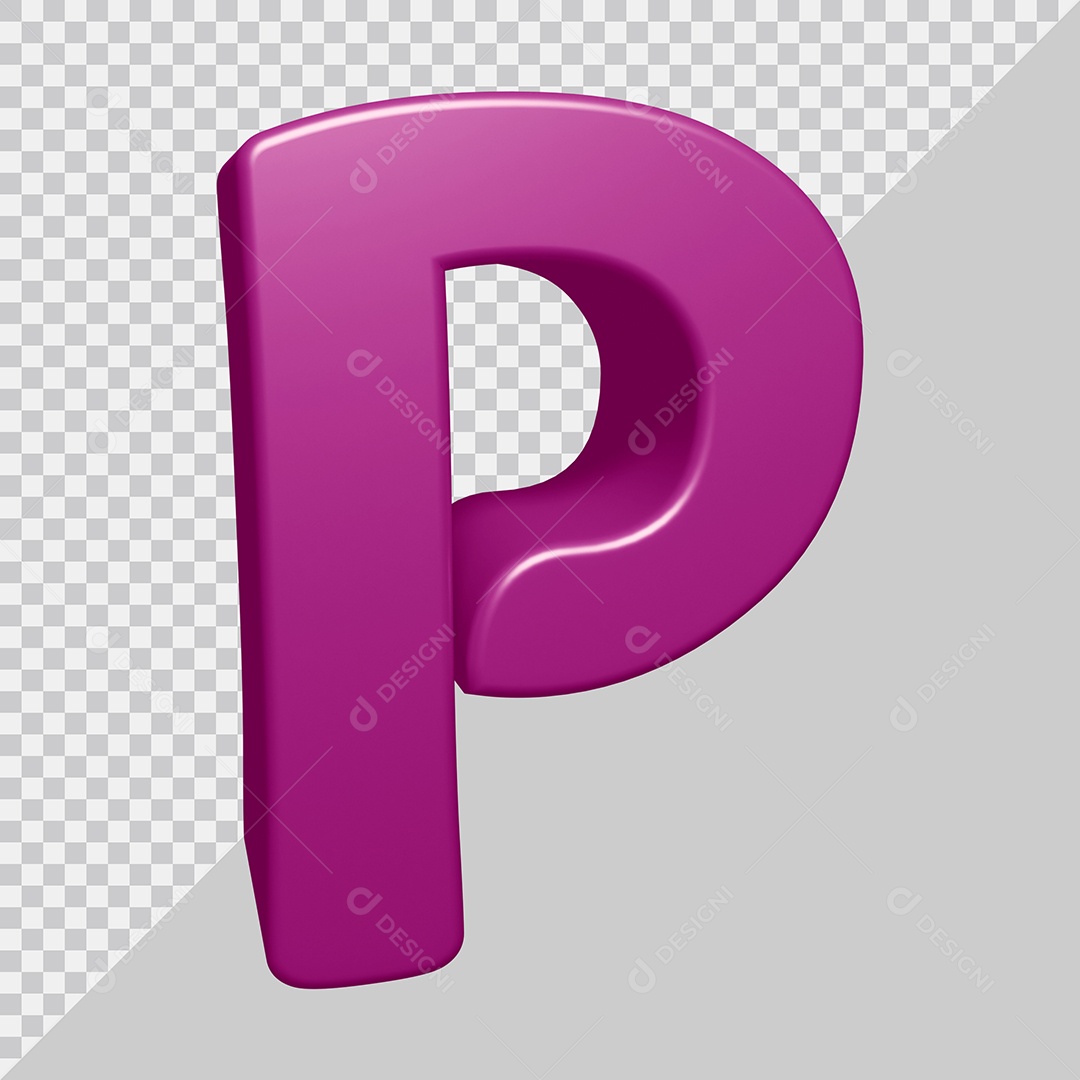 Letra P Maiúscula Roxo Ilustração 3D PSD