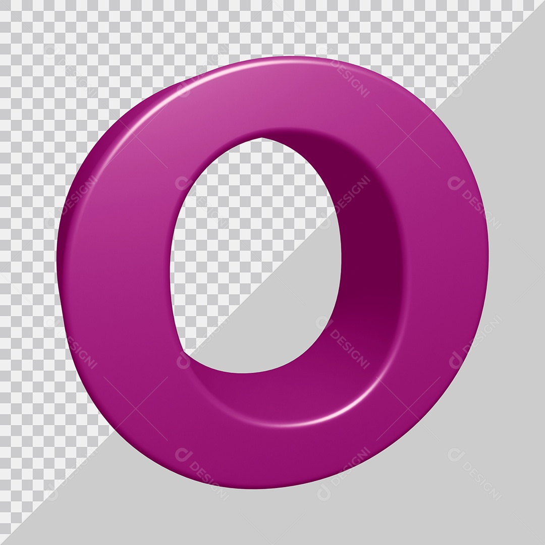 Letra O Maiúscula Roxo Ilustração 3D PSD