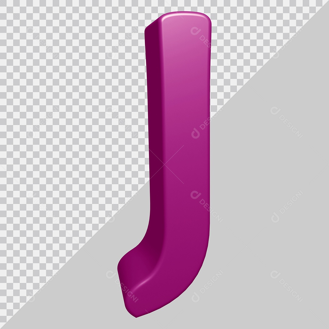 Letra J Maiúscula Roxo Ilustração 3D PSD