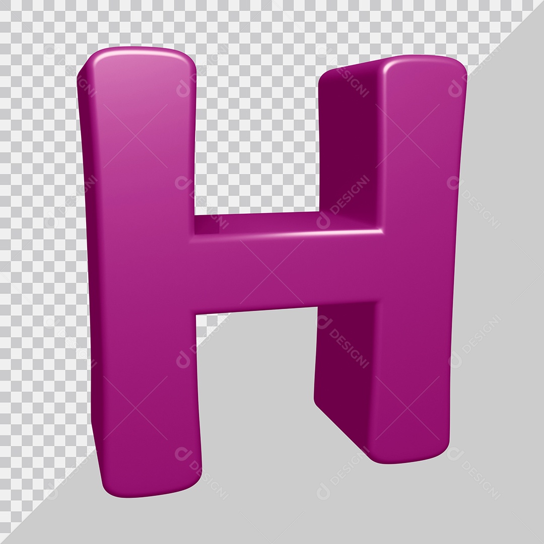 Letra H Maiúscula Roxo Ilustração 3D PSD