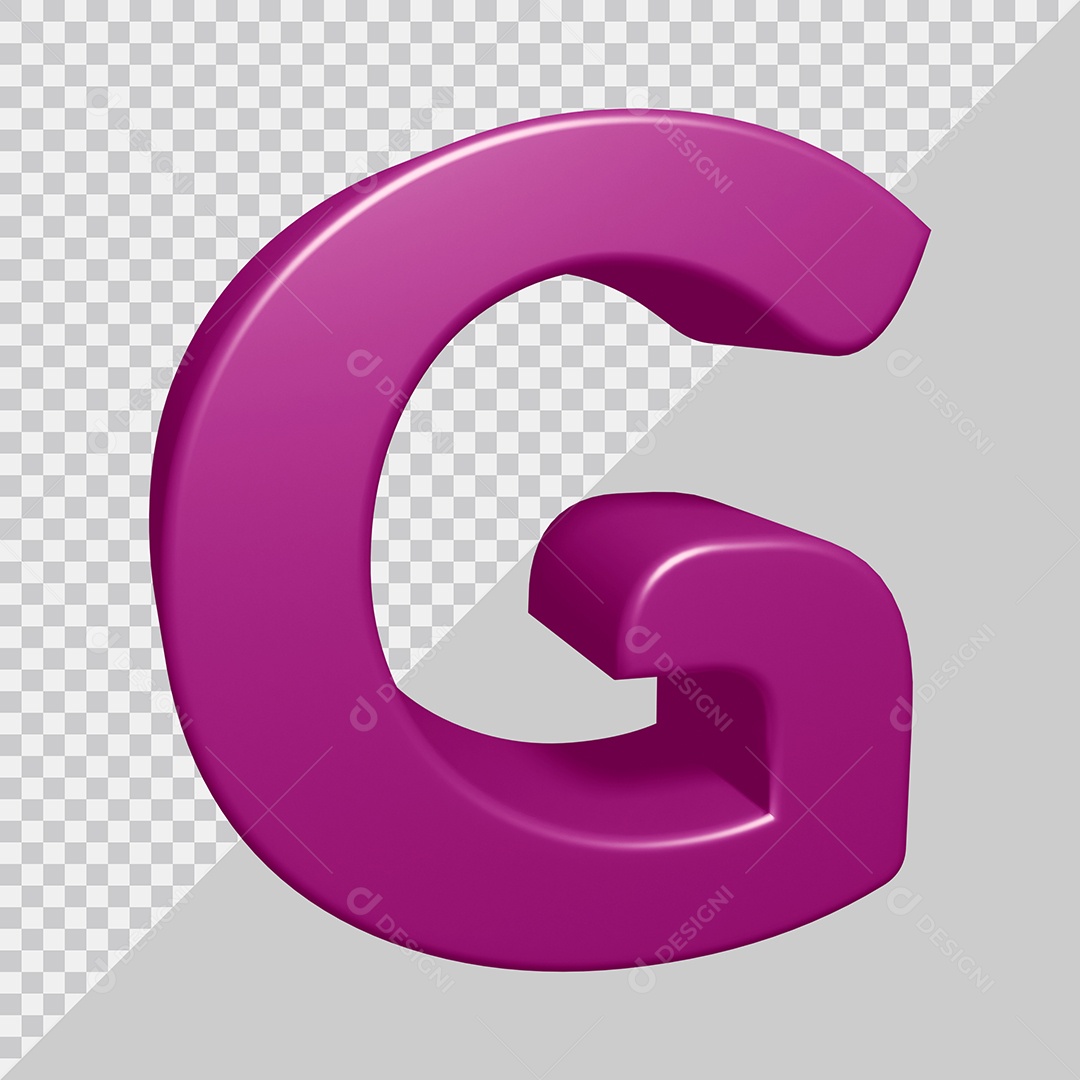 Letra G Maiúscula Roxo Ilustração 3D PSD