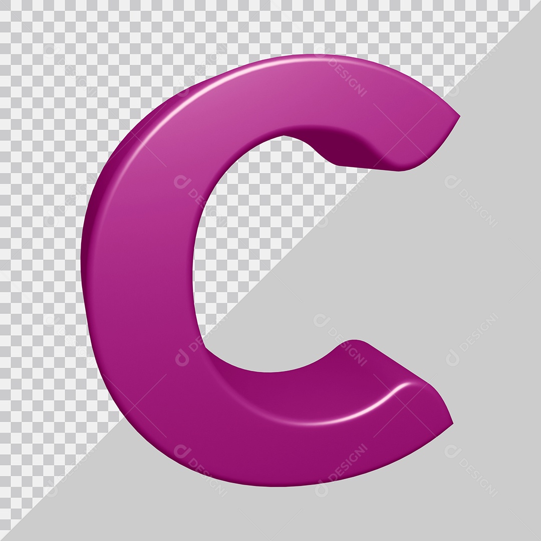 Letra C Maiúscula Roxo Ilustração 3D PSD