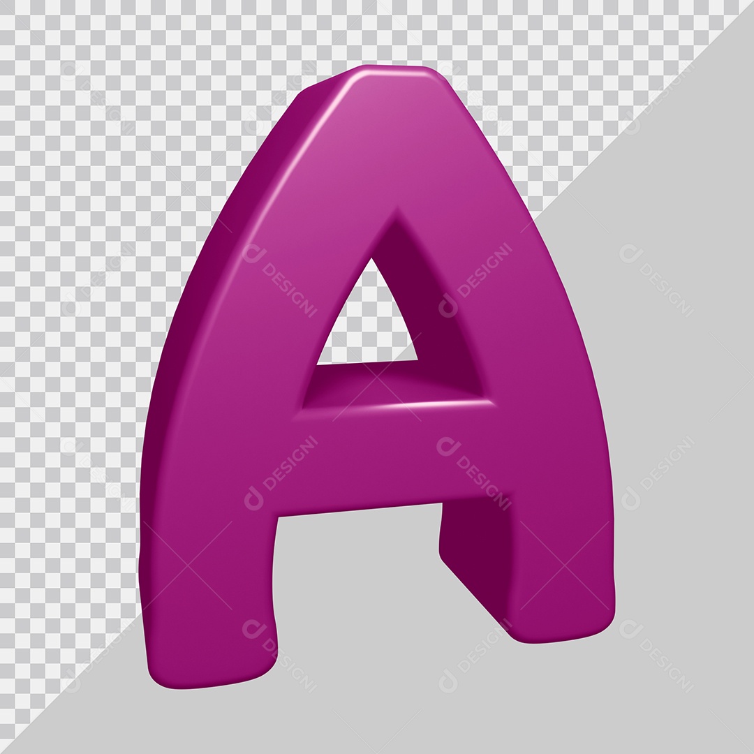 Letra A Maiúscula Roxo Ilustração 3D PSD