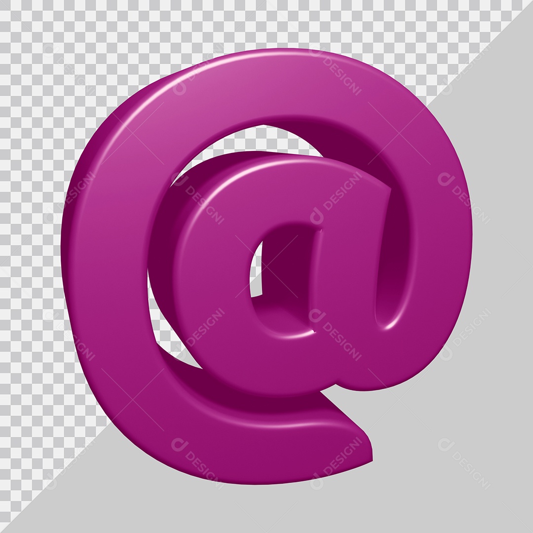 Símbolo Arroba 3D Roxo Para Composição PSD