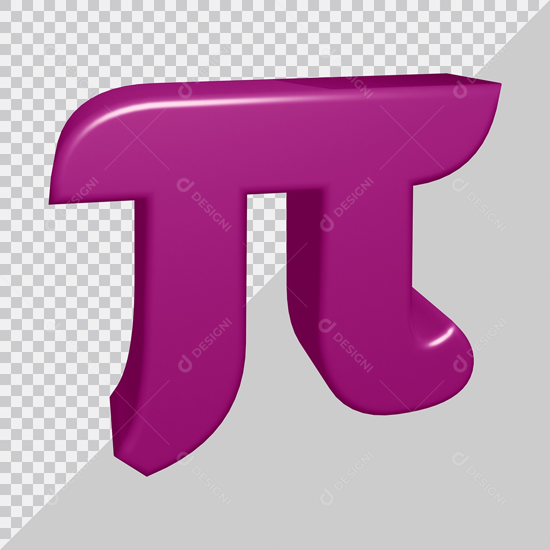 Símbolo do Pi 3D Roxo Para Composição PSD