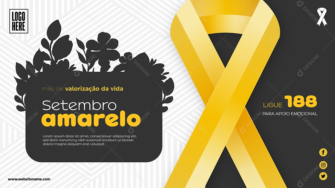 Banner Mês de valorização da vida Setembro Amarelo desenho Vetores EPS