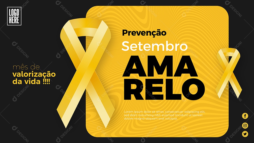 Banner Mês de valorização da vida Setembro Amarelo desenho Vetores EPS