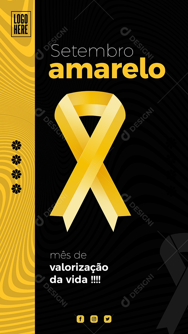 Story Mês de valorização da vida Setembro Amarelo desenho Vetores EPS