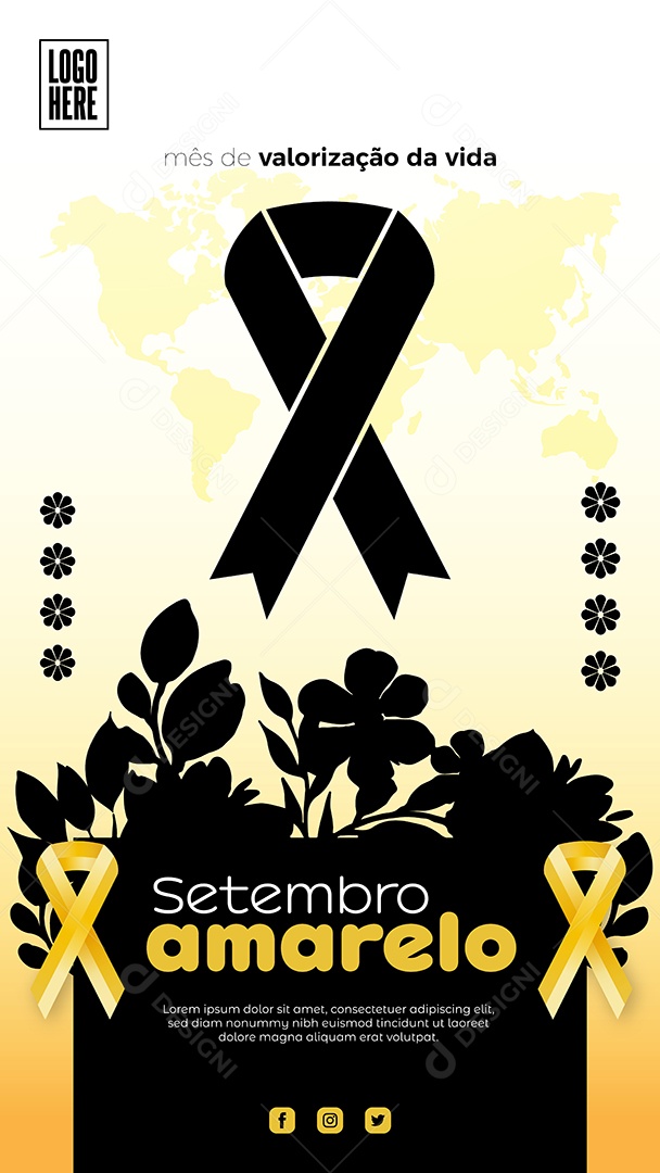 Story Mês de valorização da vida Setembro Amarelo desenho Vetores EPS