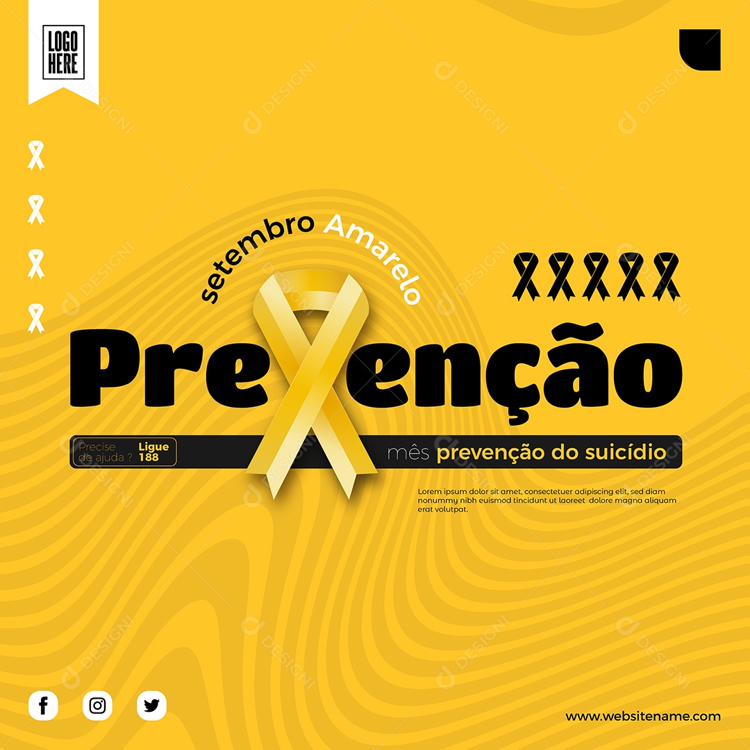 Prevenção Mês de valorização da vida Setembro Amarelo desenho Vetores EPS
