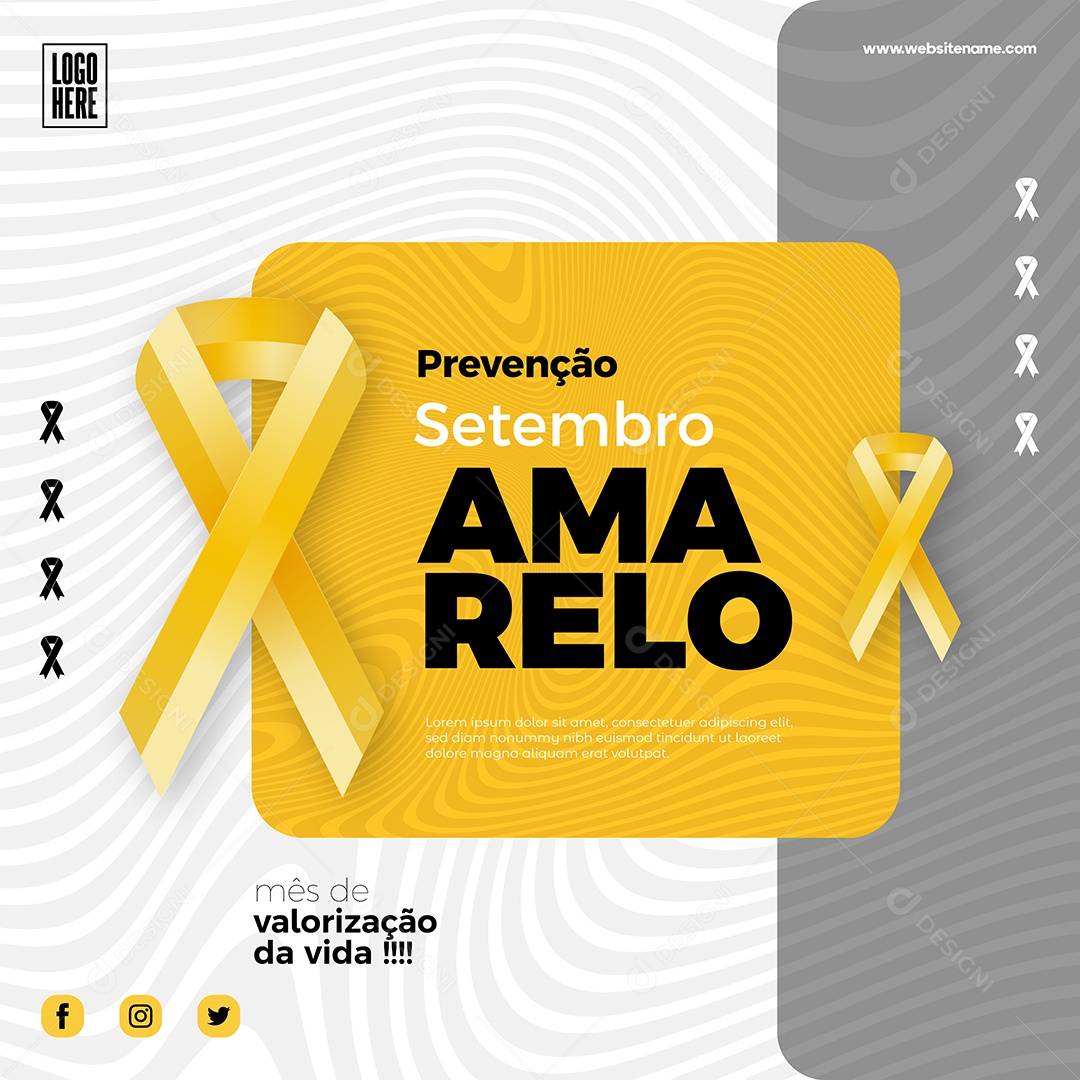 Prevenção Mês de valorização da vida Setembro Amarelo desenho Vetores EPS
