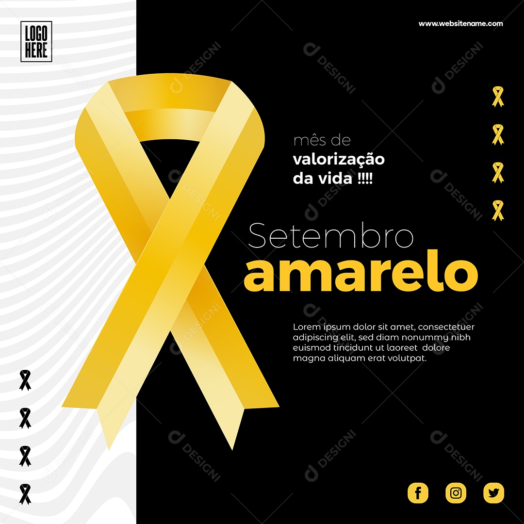 Prevenção Mês de valorização da vida Setembro Amarelo desenho Vetores EPS