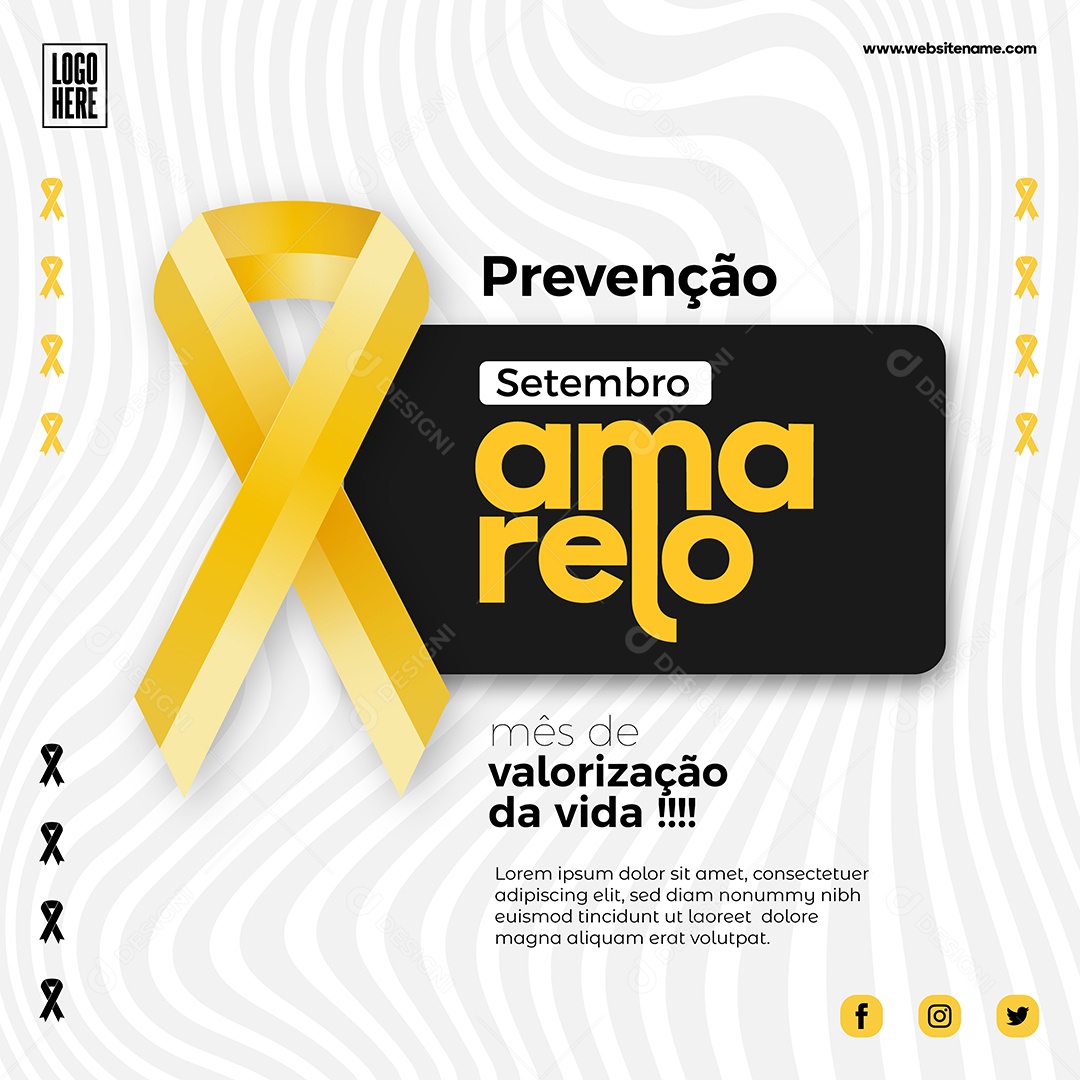 Prevention Life Appreciation Month September Yellow Drawing Vectors EPS