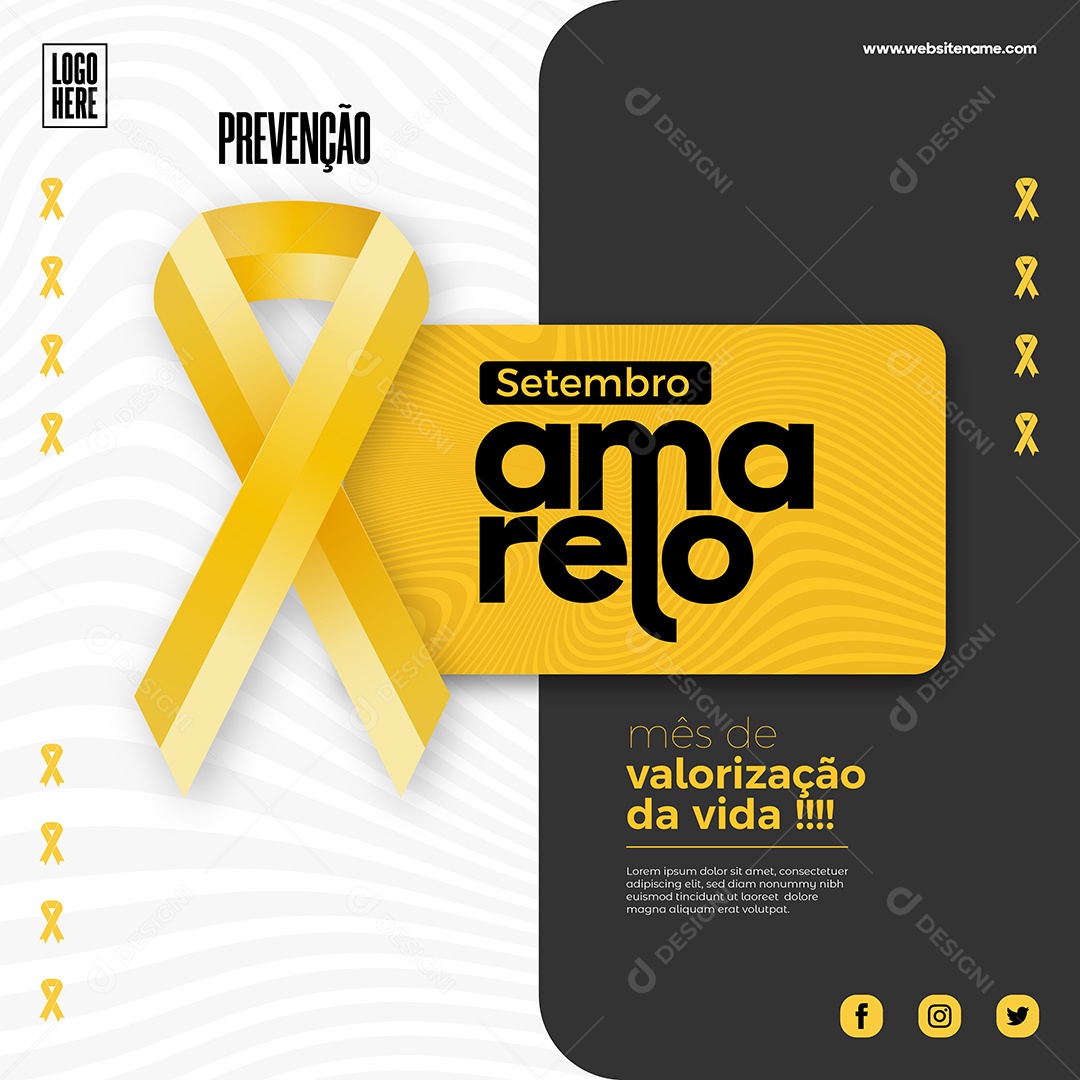 Prevenção Mês de valorização da vida Setembro Amarelo desenho Vetores EPS