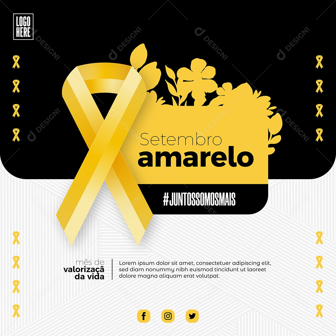Prevenção Mês de valorização da vida Setembro Amarelo desenho Vetores EPS
