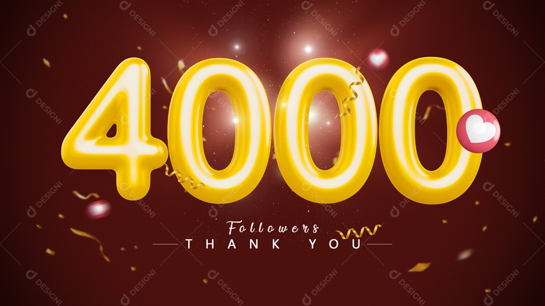 Elemento 3D Para Composições Número 4000 De Seguidores PSD