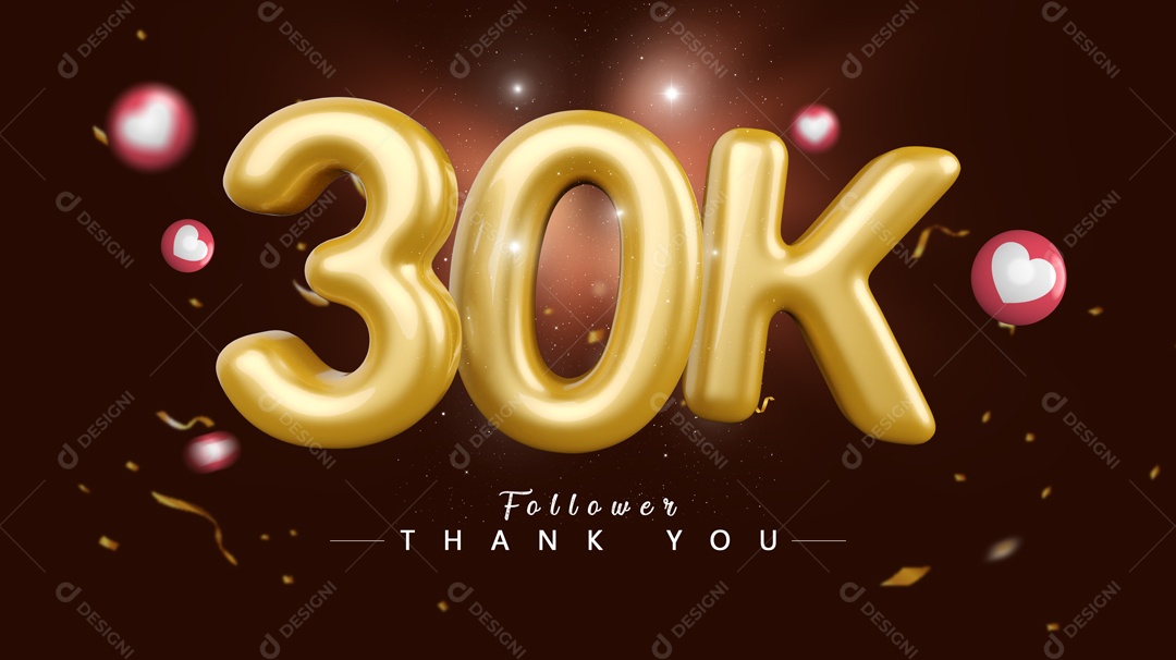 Elemento 3D Para Composições Número 30k Mil De Seguidores PSD