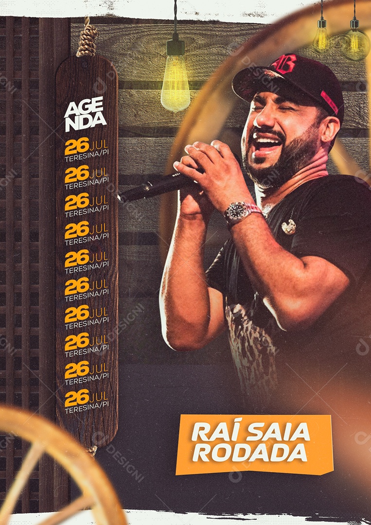 Agenda Raí Saia Rodada Forró Flyer Social Media PSD Editável