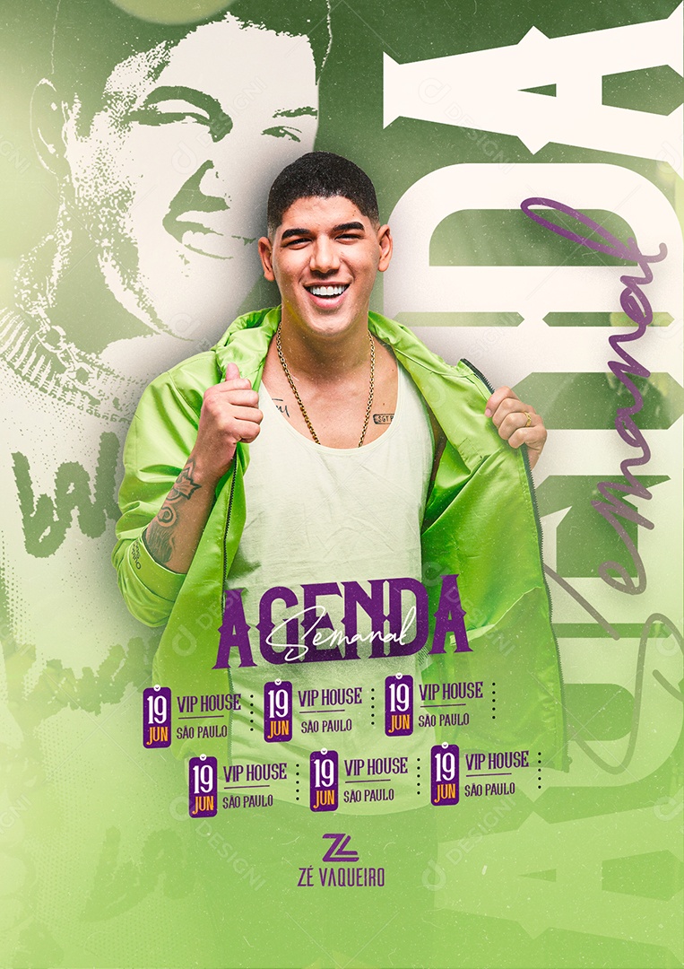 Agenda Mensal Zé Vaqueiro Flyer Social Media PSD Editável