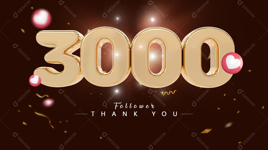 Elemento 3D Para Composições Número 3000 Mil De Seguidores PSD